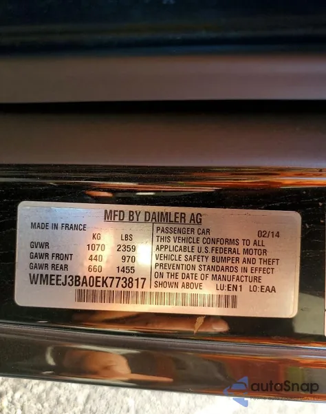 2014 Smart Fortwo Pure z USA, uszkodzony, nr VIN WMEEJ3BA0EK773817